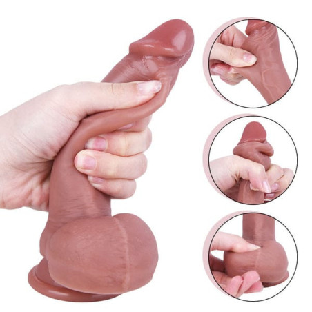 Dual-Layer Liquid Silicone Foreskin Dildo Suction Cup